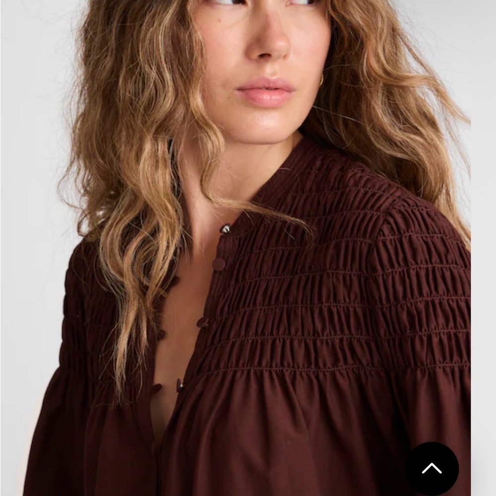 Smocked Top in Cotton-Silk Blend - Picture 6 of 6